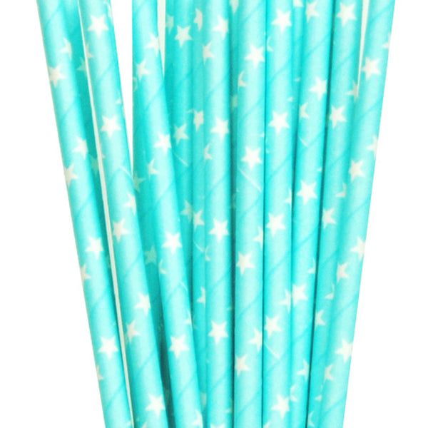 Baby Blue Star Paper Straws