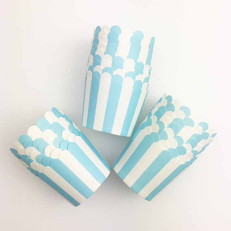 Baby Blue Candy Stripe Paper Baking Cups
