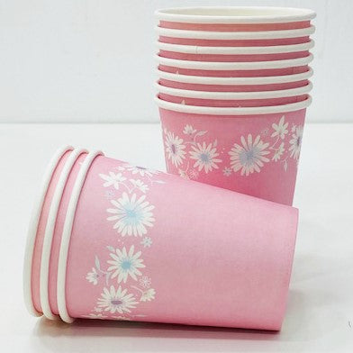 Baby Pink Daisy Chain Paper Cups