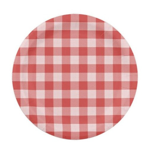 Red Gingham Small Paper Party Plates