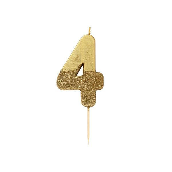Gold Glitter Birthday Candle-4 Talking Tables