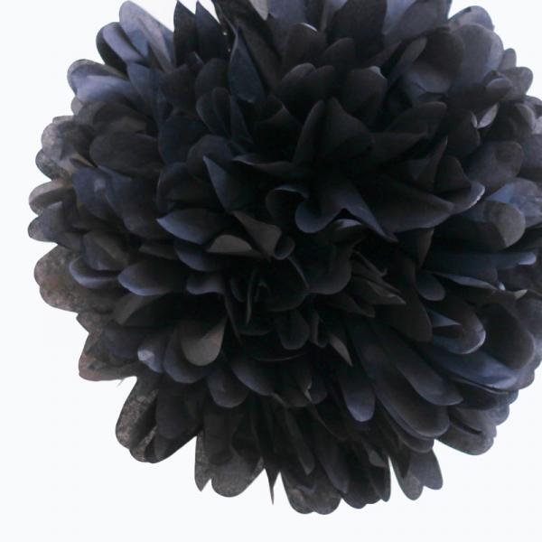 Black 20cm Tissue Paper Pom Poms