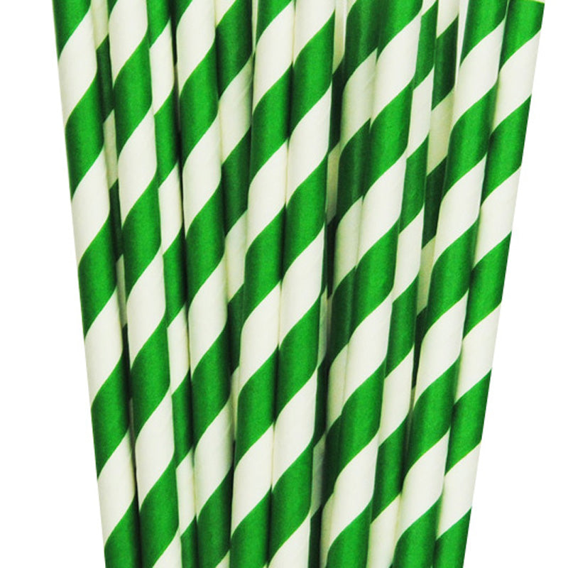 Emerald Green Candy Stripe Paper Straws