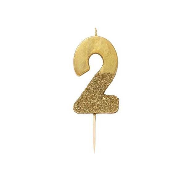 Gold Glitter Birthday Candle-2 Talking Tables