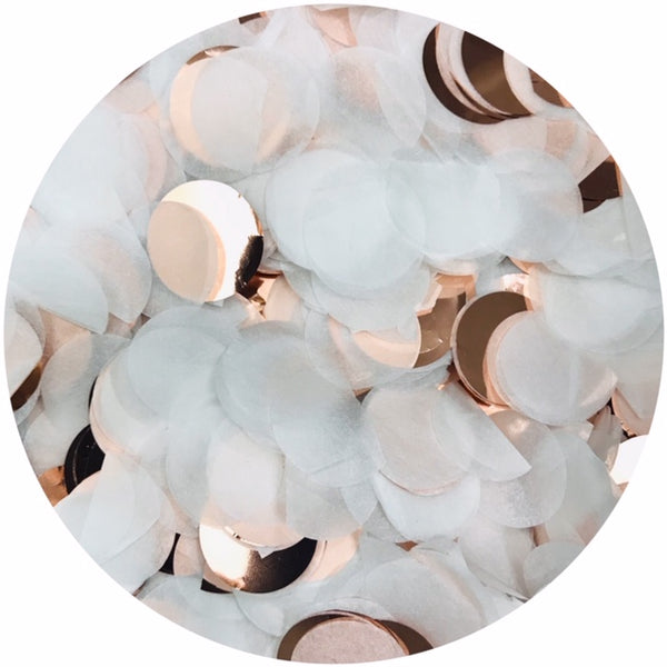 Rose Gold & White Party Paper Confetti Mix
