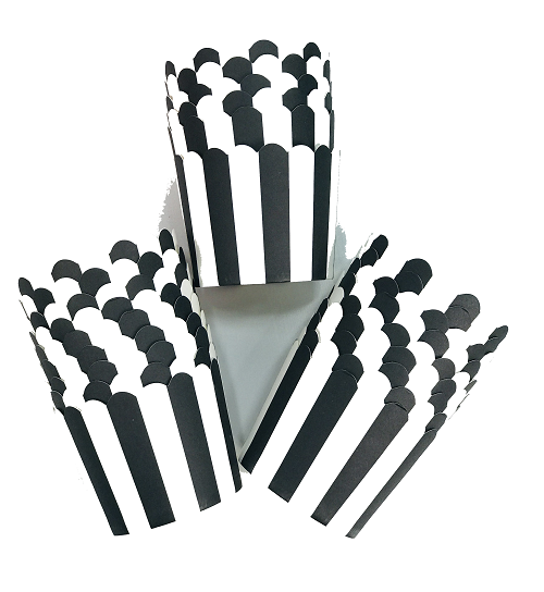 Black Candy Stripe Paper Baking Cups