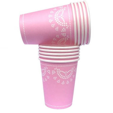 Baby Pink Dainty Lace Paper Cups