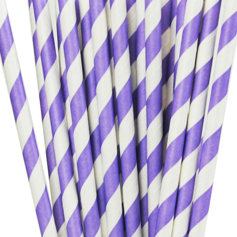 Lavender Candy Stripe Paper Straws