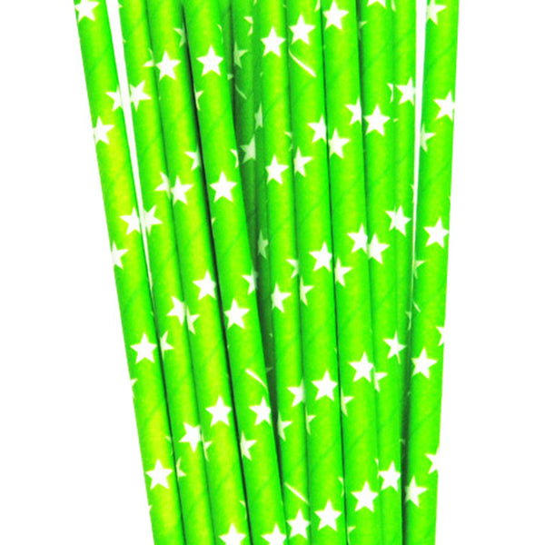 Lime Green Star Paper Straws