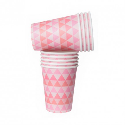 Peachy Pink Geo Paper Cups