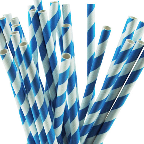Royal Blue Candy Stripe Paper Straws