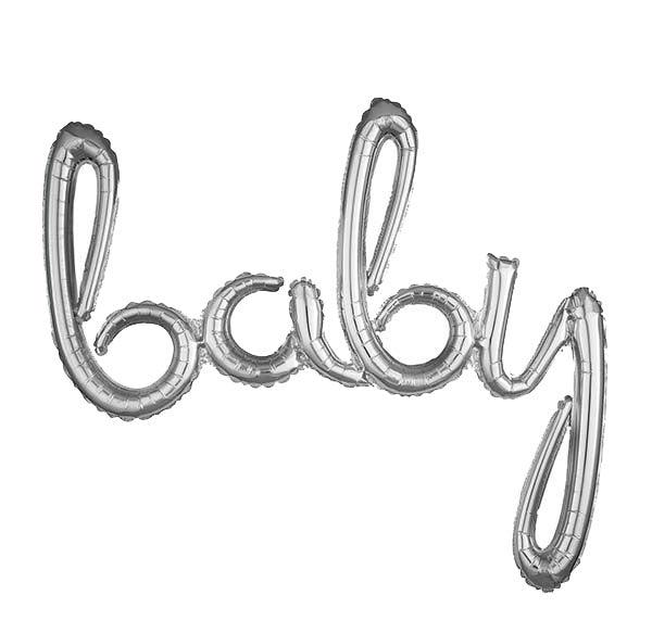 Script Baby Silver Foil Balloon