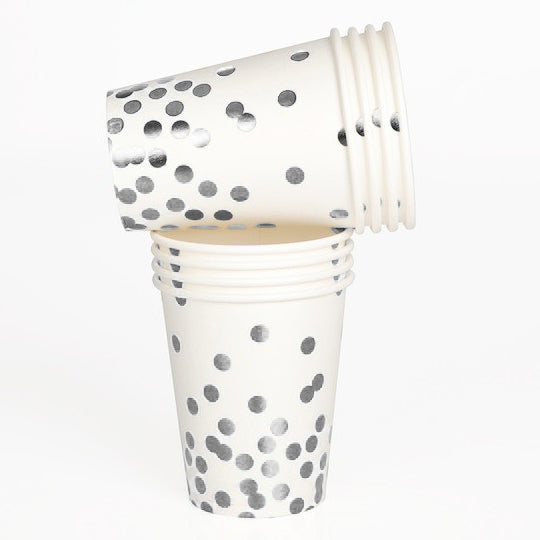 Silver Confetti Paper Cups