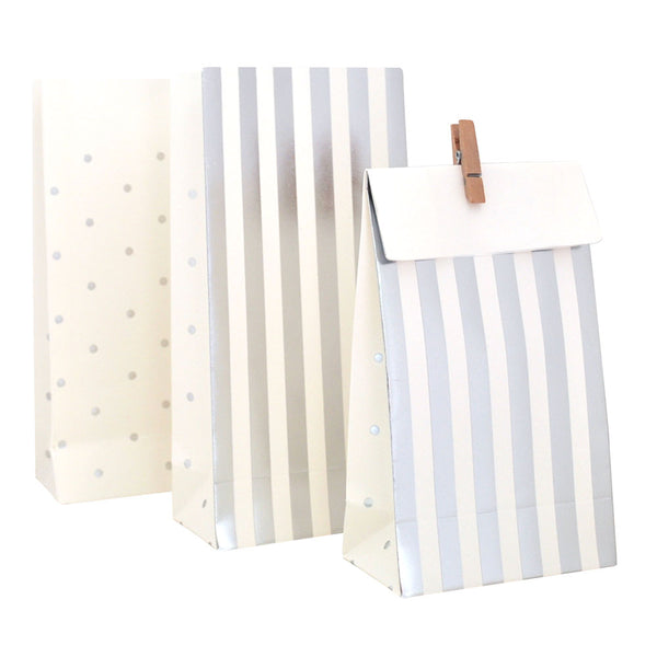 Silver Foil Candy Stripe & Polka Dot Gift Bags