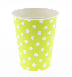 Lime Green Polka Dot Paper Cups