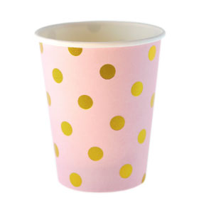 Baby Pink & Gold Foil Polka Dot Cups