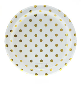Gold Foil Polka Dot Party Plates Large