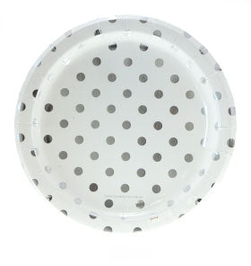 Silver Foil Polka Dot Party Plates Large