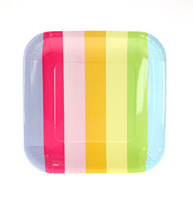 Rainbow Candy Stripe Square Plates