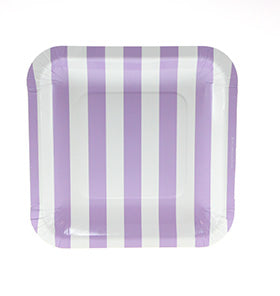Lavender Candy Stripe Square Plates