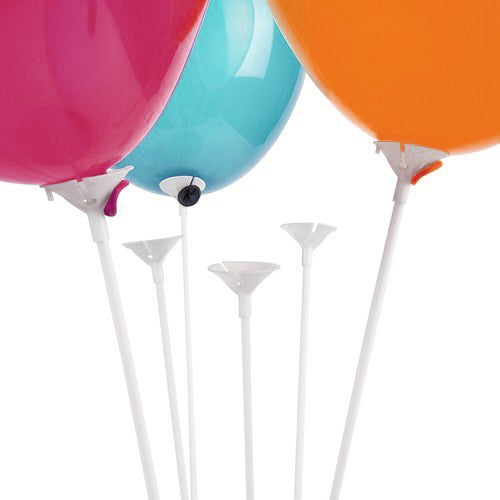 White Balloon Accessory Sticks & Cups