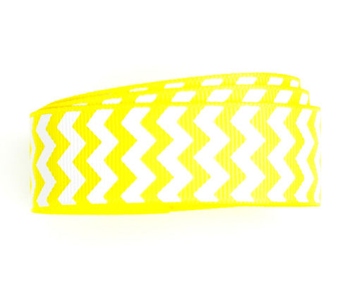 22mm Yellow Chevron Stripe Grosgrain Ribbon