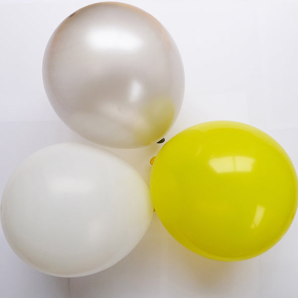 Yellow, Silver & White Balloon Mix